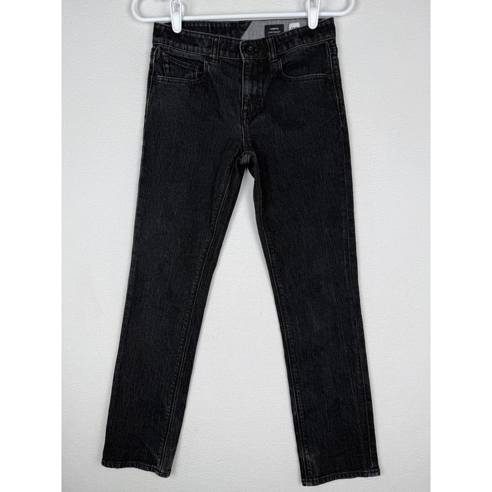 Volcom Vorta Slim Straight Jeans Mens 27 Black Stretch Denim Skater C1902005